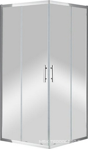 Душевой уголок 900х900хh1900мм, квадрат, 2 сдвиж. дверцы с 2 неподв. сегментами, (стекло текстурн. Punto 6мм, фурн.цв.хром),  ZZ Cezares Eco ECO-O-A-2-90-P-Cr
