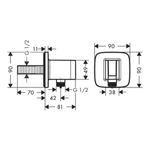 Держатель для лейки ручного душа, совмещенный со шланговым подсоединением 1/2, (цв.матовый белый), FixFit Q ZZ Hansgrohe Fixfit 26887700