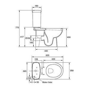Чаша унитаза 68,5х35,8 см, без комплекта крепежа, БЕЗ крышки, БЕЗ бачка XX Jacob Delafon Kandel E1455-00