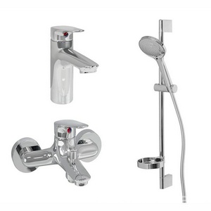 Душевой комплект смесителей для ванны ,  (E32909+E32908+E32910) смеситель, штанга, руч душ, шланг 1.75м, мыльница, крепления в компл,ZZ Jacob Delafon Elite E32911RU-CP