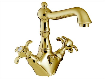 Смеситель для раковины, с д/к, (цв. золото),  ZZ 3M Nuova retro 4118 DD