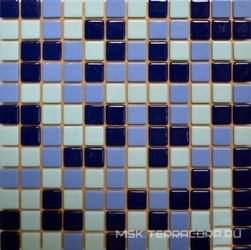 Мозаика 25FL-S-085 (син. кобальт+голубой 10%+син. кобальт 10%) бассейновая (чип 2.5x2.5) XX |31.5x31.5