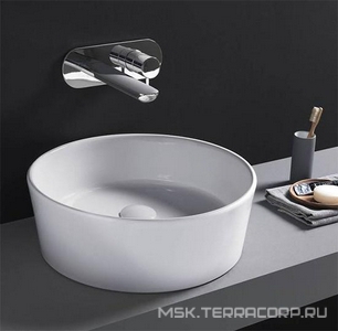 Раковина накладная на столешницу, 440х440хh150мм, круглая, без отв. для смесит.,  07:00 ZZ Hatria Happy Hour YXSK01