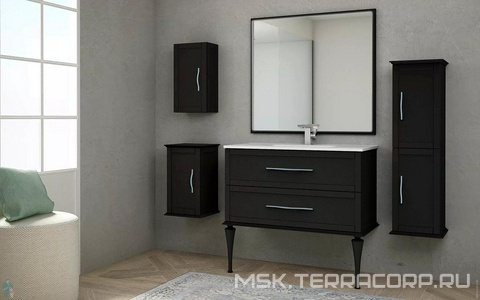 База подвесная под раковину с двумя выдвижными ящиками доводчиками, 100x46x55см, (цв.Nero grafite),  ZZ Cezares Tiffany 54952