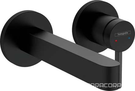 Смеситель для раковины, встраиваемый в стену, излив 165мм, внешняя часть (БЕЗ внутр. части –  арт. 13622180), (цв.матовый черный),  ZZ Hansgrohe Finoris 76051670