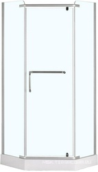 Душевая ограждение 90x90x200 см, пятиугольное, стекло прозрачное, поддон 13 см в комплекте, профиль хром,ZZ