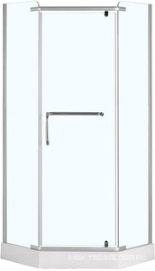 Душевая ограждение 90x90x200 см, пятиугольное, стекло прозрачное, поддон 13 см в комплекте, профиль хром,ZZ Loranto Loranto CS-816S B