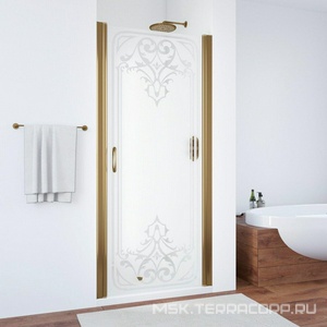 Дверь в нишу , 85x190 см, универсальное, профиль бронза, рисунок прозрачный стекло матовое, ZZ Vegas Glass EP ЕР 85 05 ARTDECO D1