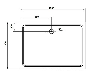 Поддон душевой 1700х800h35мм, прямоугольный, отв. слива 90мм, (без сифона, ножек, экрана), цв. белый стеклокомпозит SMC, Cezares ZZ Cezares Универсал TRAY-M-AH-170/80-35-W