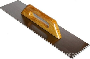 Гладилка зубчатая 130 х 480 мм., зуб 10х10 мм. Нерж,сталь, дерев. ручка