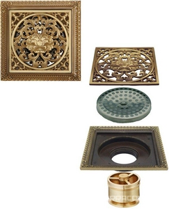 Трап сливной CANYON d40, с декоративной решеткой 120х120 мм, с мех-м обратным клапаном, бронза XX Veragio Canyon VR.CAN-2059.BR