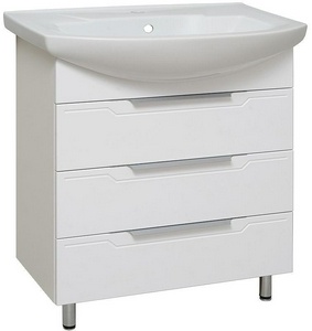 Тумба напольная Runo  75, БЕЗ раковины (Runo Монро 75)  цв. белый глянцевый, ZZ Runo Верона т. Runo Верона 75 / к.т. 334517