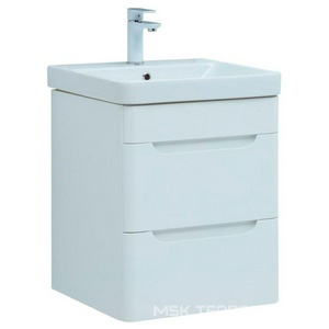 Тумба подвесная  50 см, без раковины, 2 ящика, цв.белый глянец ZZ Aquanet София 274171