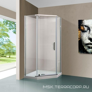 Душевой уголок 1000х1000хh1950мм, 5-ти угольный, распашная дверь правая/левая, с 2 неподвижн. сегмент, (стекло прозр.6мм, фурнит. цв.хром),  ZZ Vincea Stresa VSP-1S100CL