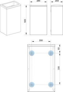 Ведро для мусора подвесное 285х203хh500мм, 25л., (цв.хром/антрацит),  ZZ Keuco Moll 12788 010001