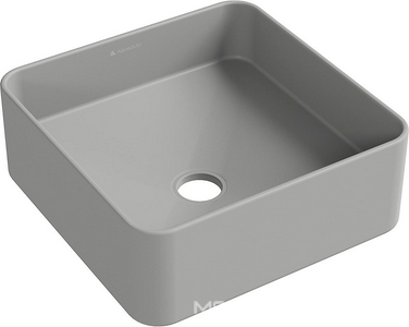 Раковина накладная на столешницу, квадрат, 370x370хh135мм, без отв.д/смесит., без перелива, (цв.серый матовый),  ZZ Aqueduto Espiral ESP0330