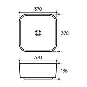 Раковина накладная на столешницу, квадрат, 370x370хh135мм, без отв.д/смесит., без перелива, (цв.серый матовый),  ZZ Aqueduto Espiral ESP0330