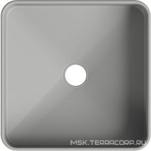 Раковина накладная на столешницу, квадрат, 370x370хh135мм, без отв.д/смесит., без перелива, (цв.серый матовый),  ZZ Aqueduto Espiral ESP0330