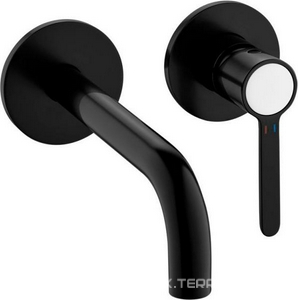 Смеситель для раковины, встраеваемый в стену, излив 18,5см, (цв.черный матовый),  ZZ Cezares Eco ECO-DI-NOP