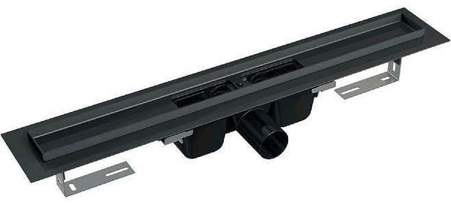 Универсальный водоотводящий желоб 300 мм 1-Black-300, без решетки, цв.черный ZZ AlcaPlast APZ APZ1BLACK-300