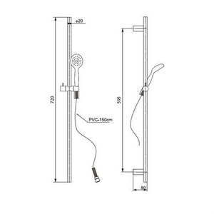 Душевой гарнитур, стойка h700мм, лейка д/д ручн., шланг, (цв.хром),  ZZ Paini Bergamo BRCR121L7