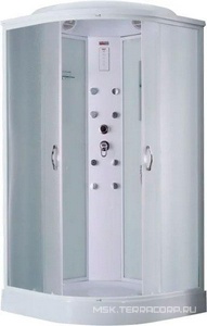 Душевая кабина закрытая, c крышей Eco, 100х100x215 см, верхний душ, зеркало, полки, сифон в компл, профиль белый, полотно матовое, ZZ Timo eco ТЕ-0701 Р