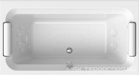 Ванна акриловая "Хельга",185х100 см, каркас, 2 подголовн, фронт./торц.панели, ГМ "Люкс Chrome", см-ль/излив "МиниБриз/Линкольн мал." ZZ
