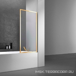 Душевая шторка на ванну, стационарная, правая/левая, 700хh1400мм, (профиль цв.золото, стекло прозрачное 5мм), Vincea ZZ Vincea Универсал VSB-41700CLG