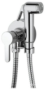 Смеситель с гигиен.душем, монтаж и подвод воды снаружи на плитку, (готовый комплект: лейка, шланг 125см.), (цв.хром),  ZZ Paini Aosta 92CR304KM