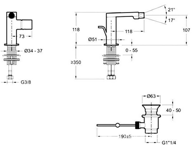 Смеситель для биде , донный клапан в комплекте, хром ZZ Jacob Delafon Composed E73075-CP
