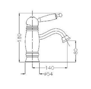 Смеситель для раковины, с д/к, (цв. хром, ручка цв. белый),  ZZ Gaia Canterbury RB 6319 CR