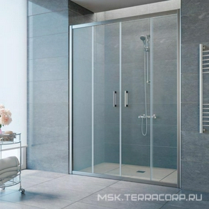 Дверь в нишу , 170*190 см, двухстворчатая раздвижная, профиль матовый хром, стекло прозрачное ZZ Vegas Glass Z2P Z2P 170 07 01