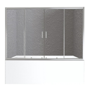 Шторка на ванну, в нишу 1500-1800хh1400мм, раздвижная, 2 двери, 2 неподв.секции, (стекло рифленое Punto.5мм, фурн.цв.хром),  ZZ BelBagno Unique UNIQUE-VF-2-150/180-140-P-Cr