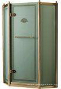 Душевое ограждение 100х100хh181см, J100 SX (петли слева), стекло матовое, декор "Cornucopia", профиль (цв. латунь),  ZZ Devon & Devon Savoy J/100 Oro/SX