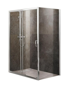 Душевой уголок 1050х1000хh1900мм, прямоуг., 1 раздвиж. дверь с 1 неподв. сегментом и боковой стенкой, (стекло прозр,5мм, фурн.цв.хром),  ZZ BelBagno Unique UNIQUE-AH-1-100/115-100-C-Cr