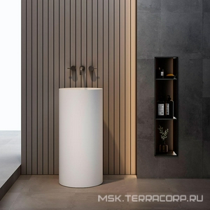 Раковина напольная 400х400х850мм, без отверстия для смесителя, без перелива, (иск.камень Solid Surface цв.белый мат), Vincea ZZ Vincea Раковины VBS-6SP01MW