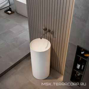 Раковина напольная 400х400х850мм, без отверстия для смесителя, без перелива, (иск.камень Solid Surface цв.белый мат), Vincea ZZ Vincea Раковины VBS-6SP01MW