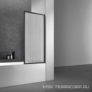 Душевая шторка на ванну, стационарная, правая/левая, 700хh1400мм, (стекло рифленое 5мм, фурнитура цв.черный мат.), Vincea ZZ Vincea Универсал VSB-41700FLB