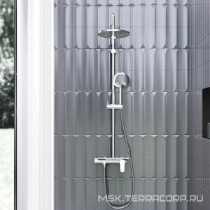 Душевая система  со смесителем и полкой, верхний душ 230 мм, ручной душ 120 мм, цвет хром Damixa Jupiter 977780000