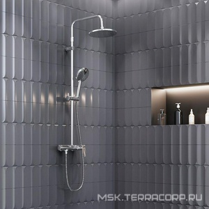 Душевая система  со смесителем и полкой, верхний душ 230 мм, ручной душ 120 мм, цвет хром Damixa Jupiter 977780000