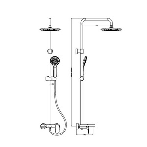 Душевой стойка  Boheme  458-G д/душа со смесителем (ручной/верхний душ, смеситель, шланг, держатель), цв. золото,  ZZ Boheme Spectre 458-G