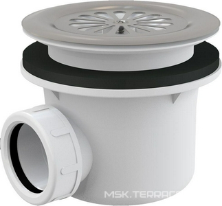 Cифон для душевого поддона A48 с нержавеющей peшeткой ZZ AlcaPlast Универсал A48