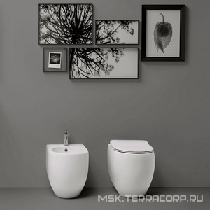 Унитаз напольный, пристенный 360х520мм, безободковый, БЕЗ сиденья, крепеж в компл.,  ZZ Kerasan Flo 311201