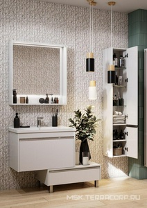 Тумба подвесная 80 см, БЕЗ раковины Миранда 1WH302251, цв. белый Aquaton Капри 1A230201KP010