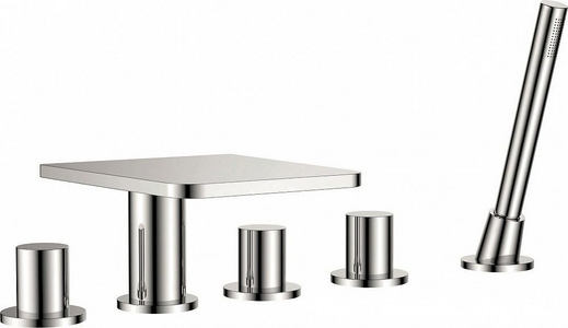 Смеситель для ванны, встраиваемый в борт на 5 отв., лейка, шланг в компл., (цв.хром),  ZZ Cezares Cascado CASCADO-F-BVD5-01