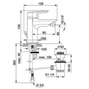 Смеситель для биде, с д/к, (цв.хром),  ZZ Ideal Standard Tesi A6579AA