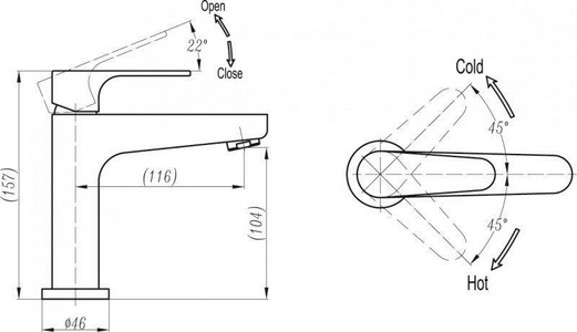 Смеситель для раковины, большой корпус, (цв.хром),  ZZ Cezares Laconico LACONICO-C-LS25-01-W0
