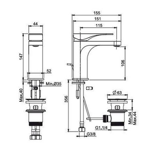 Смеситель для раковины, с д/к, (цв.хром),  ZZ Fima Carlo Frattini Quad F3721CR