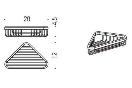 Полочка-решетка угловая 20хh4.5см (цв.хром),  ZZ Colombo Basic B2732