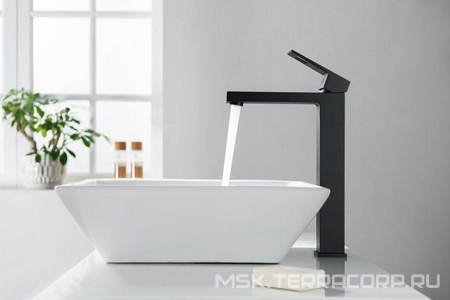 Смеситель для раковины высокий (32 см) 7111/03F black, цв.черный матовый, ZZ Timo Briana 7111/03F